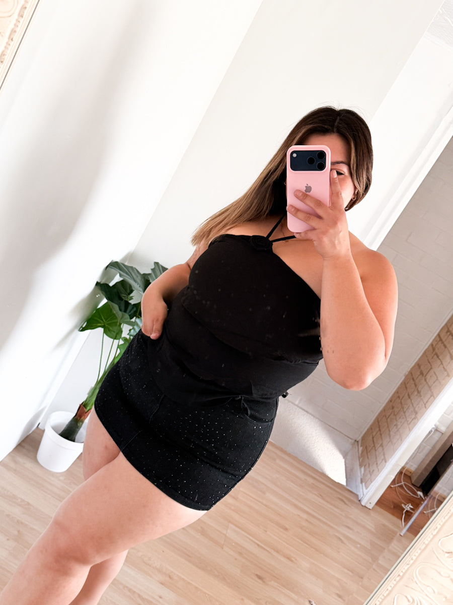 FALDA SHORT con brillos