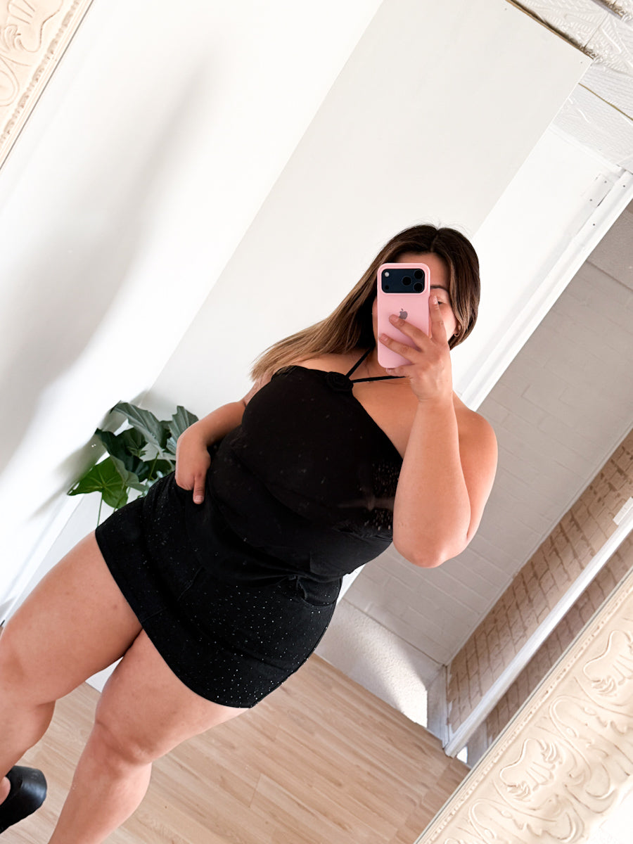 FALDA SHORT con brillos